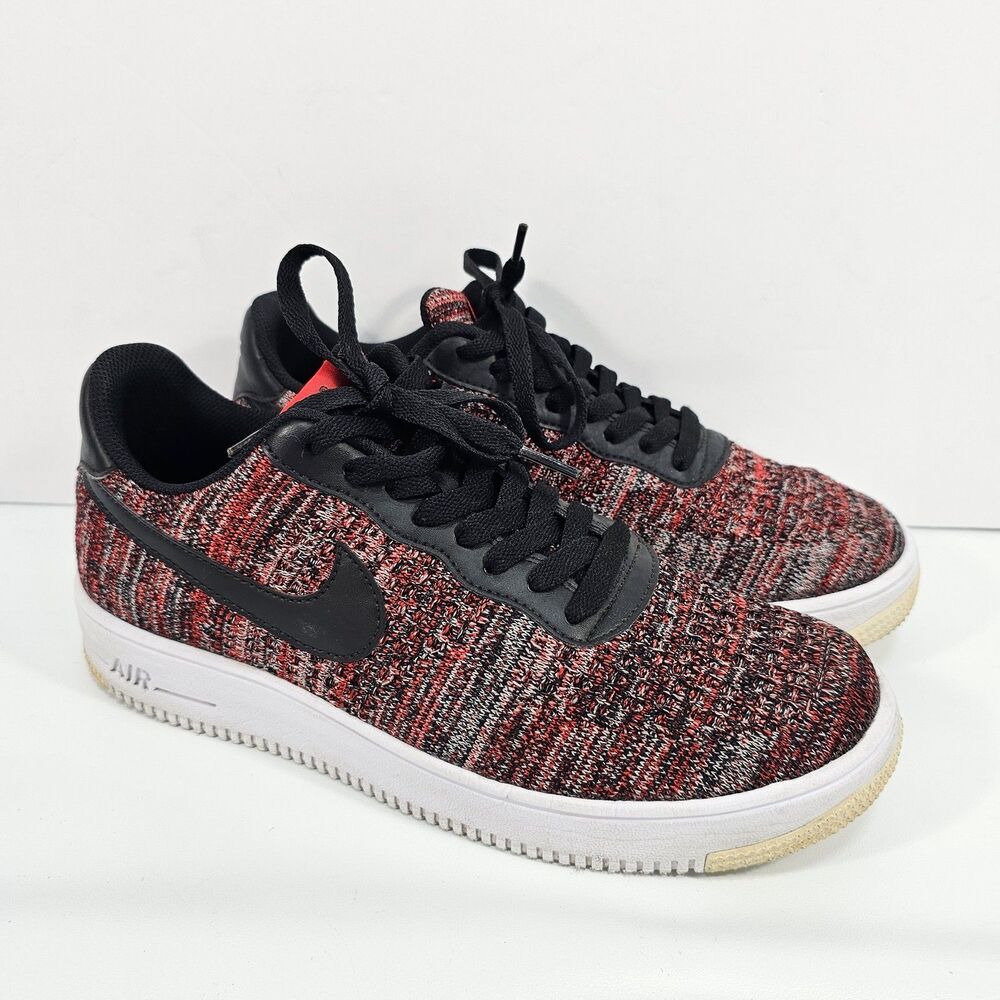 Nike Air Force 1 Flyknit 2.0 University Red Black CI0051-600 Men Size 9 Sneaker